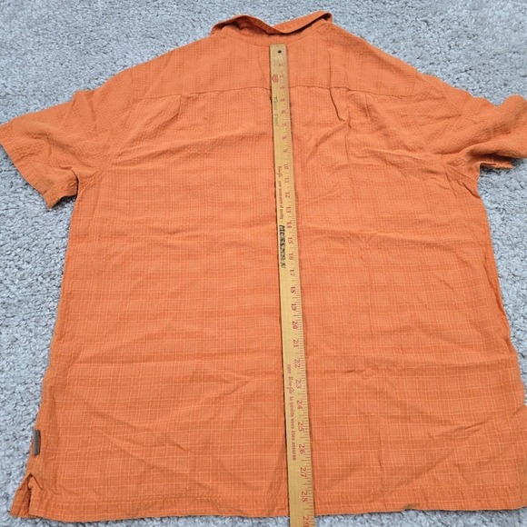 Royal Robbins Shirt Men Large Orange Button-Up Short Sleeve Travel Outdoor Hike - Picture 9 of 10